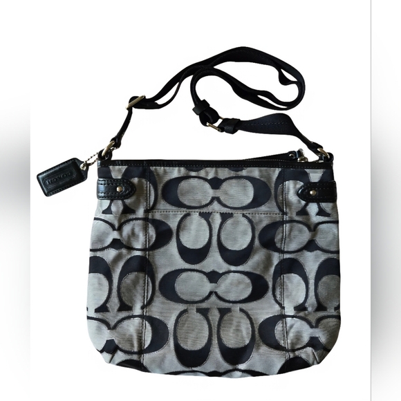 Coach Black and Gray Signature Medium Crossbody Bag - Picture 2 of 10